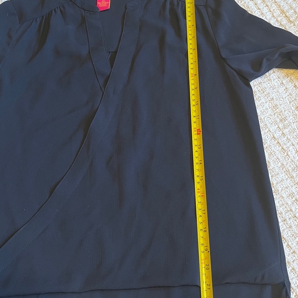 Catherine Malandrino designer Navy Blue v neck High Low blouse Top Sz xs - Picture 9 of 11